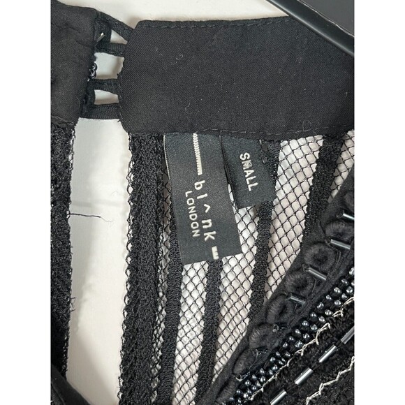 Blank Bl^nk London Beaded Lace Top Small Sheer Fairy Goth Neutral Classic Glam - Picture 6 of 10